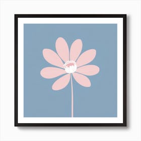 A White And Pink Flower In Minimalist Style Square Composition 652 Art Print