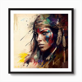 Powerful American Native Warrior Woman  #4 Art Print