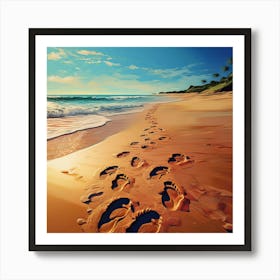 Footprints On The Beach 1 Art Print