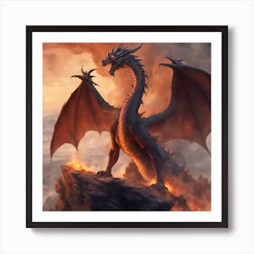 Dragon On Fire Art Print