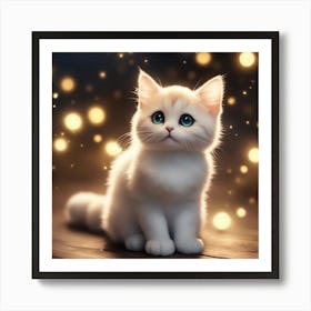 White Cat With Blue Eyes Art Print