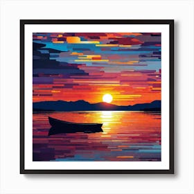 Sunset Boat 2 Art Print