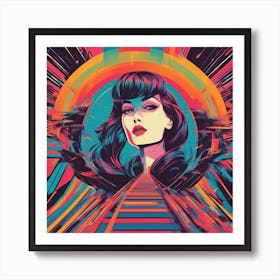 Lips Is Walking Down A Long Path, In The Style Of Bold And Colorful Graphic Design, David , Rainbow (2) Art Print