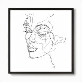 Line Drawing Of A Woman'S Face 1 Art Print