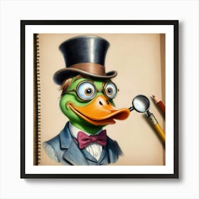 Duck In Top Hat 1 Art Print