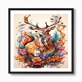 Deer the clouds 3 Art Print