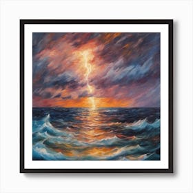 North Atlantic storm at Midnight Art Print