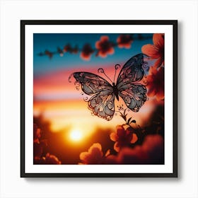 Butterfly At Sunset Art Print