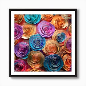 Colorful Paper Roses Art Print