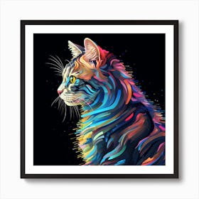 Colorful Cat Portrait Art Print