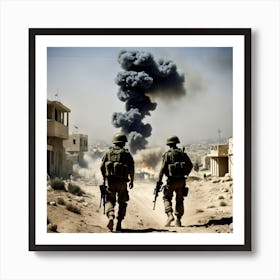 Two Israeli Soldiers In The Middle East Art Print