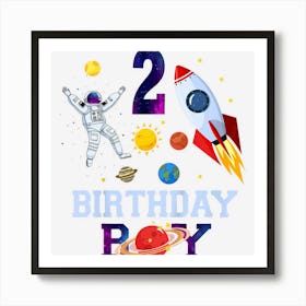 Kids 2 Years Old Birthday Astronaut Boy 2nd Birthday Family Art Print