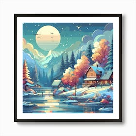 Winter Landscape Painting Art Print