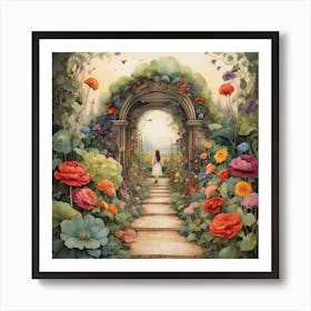 Girl In A Garden 3 Art Print