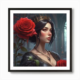 Gothic Rose Woman Art Print