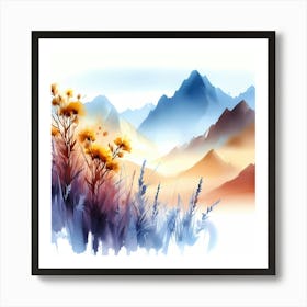 Watercolor Of Mountains 5 Art Print