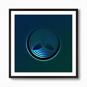 Geometric Neon Glyph on Jewel Tone Triangle Pattern 111 Art Print