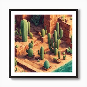 Low Poly Cactus 1 Art Print