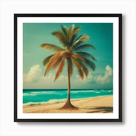 Palm Tree On The Beach Art Print