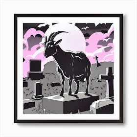 Goat In Cemetery Art Print