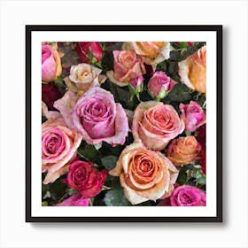 A Rose Bouquet Containing Roses Of Attractive Colors (2) (1) Art Print