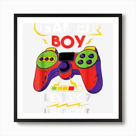 Gamer Boy Level 7 Unlocked 7th Birthday Video Game Gaming Art Print