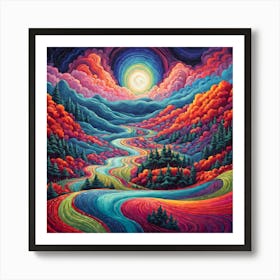 Psychedelic Landscape Painting Art Print