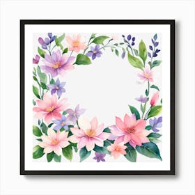 Watercolor Floral Wreath Art Print