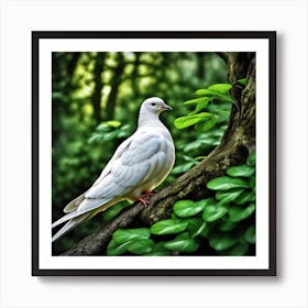 White Dove In The Forest Art Print