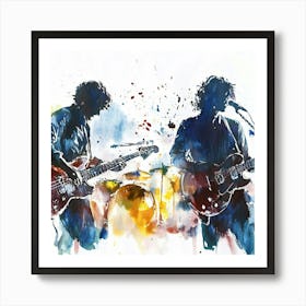 Two Musicians Playing Guitars Art Print