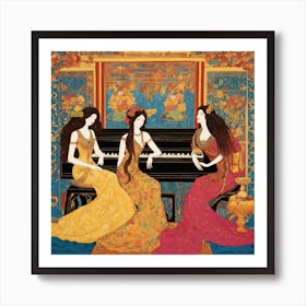 Three Ladies At The Piano Art Print