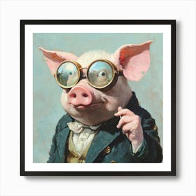 Pig With Glasses Art Print