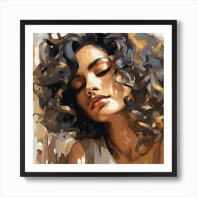 Woman With Curly Hair 5 Art Print