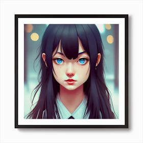 Anime Girl With Blue Eyes Art Print