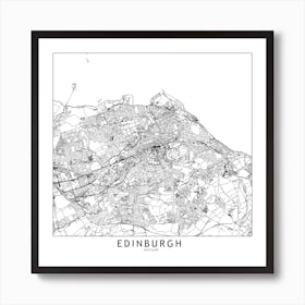 Edinburgh White Map Square Art Print