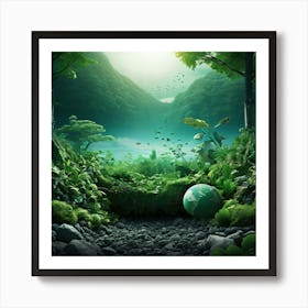 Green World art print Art Print