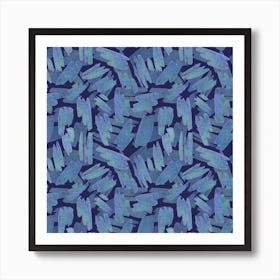 Blue Geometric Strokes Pattern Art Print