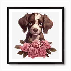 Springer Spaniel With Roses Art Print