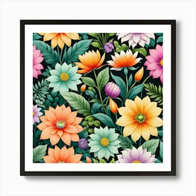 Seamless Floral Pattern 3 Art Print