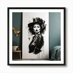 Lady In Black Hat Art Print