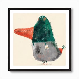 Duck With Rainbow Tote Bag Square Art Print