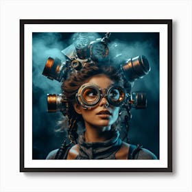 Steampunk Woman With Glasses Art Print