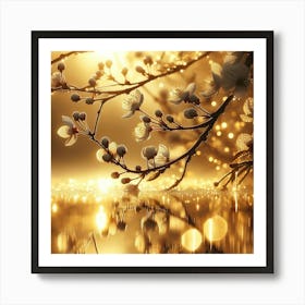 Golden Cherry Blossoms Art Print