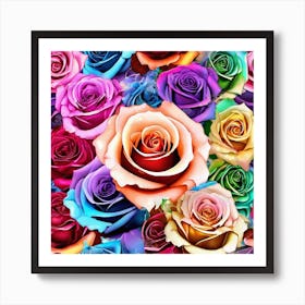 Colorful Roses Wallpaper Art Print