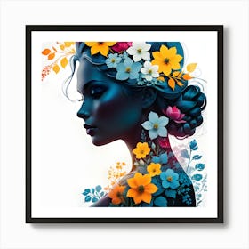 Floral Majesty: The Silhouette of a Nordic Queen Art Print