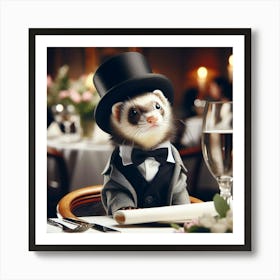 Ferret In Top Hat 3 Art Print