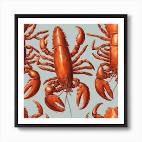 Lobster On Orange Art Print Art Print