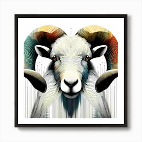 Aries Head - Abstract Line Art Illustration 129 Art Print