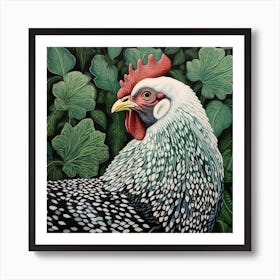 Ohara Koson Inspired Bird Painting Chicken 1 Square Art Print