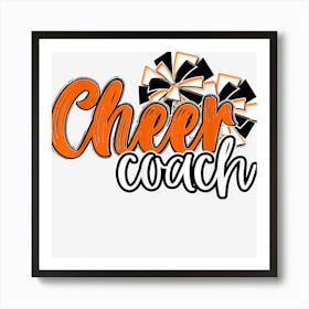 Womens Cheer Coach Top Pom Poms Orange Mascot Colors School Art Print